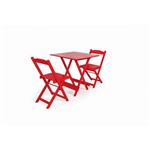 Conjunto Dobrável 70x70 com 2 Cadeiras - Vermelho - Btb Móveis