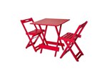 Ficha técnica e caractérísticas do produto Conjunto Dobrável 70x70 com 2 Cadeiras - Vermelho - BTB Móveis