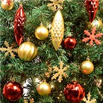 Ficha técnica e caractérísticas do produto Conjunto Enfeite de Árvore Vermelho e Dourado 76 Peças - Orb Christmas