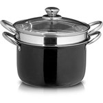 Ficha técnica e caractérísticas do produto Conjunto Espagueteira em Aço Inox 2 Peças - 22cm - Inox/Preto - Classic Home