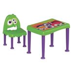 Ficha técnica e caractérísticas do produto Conjunto Infantil De 1 Mesa E 1 Cadeira Plasticas Montaveis Monster Verde E Lilas