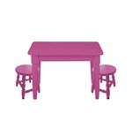 Conjunto Infantil Mesa com 2 Bancos Rosa - Flex Mesas e Cadeiras