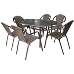 Ficha técnica e caractérísticas do produto Conjunto Kalahari Mesa com 6 Cadeiras para Jardim Mor