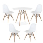Ficha técnica e caractérísticas do produto Conjunto Kit Mesa Jantar Eiffel 80cm + 4 Cadeiras Eiffel Goede Cor Branco