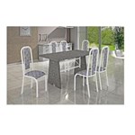 Ficha técnica e caractérísticas do produto Conjunto Madmelos 6 Cadeiras Liso Branca Tampo Granito Ocre 1,50