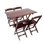 Ficha técnica e caractérísticas do produto Conjunto Mesa 120x70 Cm 4 Cadeiras Dobrável Madeira Cor Imbuia (Tabaco) - Cia Bistrô