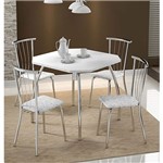 Ficha técnica e caractérísticas do produto Conjunto Mesa 1504 Branca Cromada com 4 Cadeiras 154 Fantasia Branca Carraro