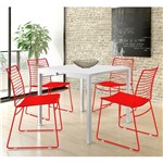 Ficha técnica e caractérísticas do produto Conjunto Mesa 1525 Branca com 4 Cadeiras 1712 Color UV Vermelho Carraro