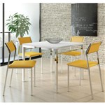 Ficha técnica e caractérísticas do produto Conjunto Mesa 1525 Branca Cromada com 4 Cadeiras 1709 Amarelo Ouro Carraro