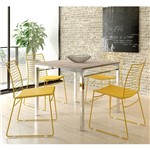 Ficha técnica e caractérísticas do produto Conjunto Mesa 1525 Nogueira Cromada com 4 Cadeiras 1712 Amarela Carraro