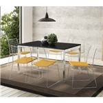 Ficha técnica e caractérísticas do produto Conjunto Mesa 1526 Preta Cromada com 6 Cadeiras 1712 Amarela Carraro