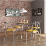 Ficha técnica e caractérísticas do produto Conjunto Mesa 1527 Vidro Incolor Cromada com 4 Cadeiras 1708 Amarela Carraro