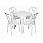 Ficha técnica e caractérísticas do produto Conjunto Mesa 4 Cadeiras Bistro Branca Plástico Antares - Branco