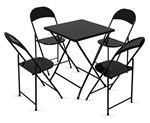 Ficha técnica e caractérísticas do produto Conjunto Mesa 58x58 Cm com 4 Cadeiras Dobráveis de Ferro Preto - D7