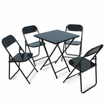 Ficha técnica e caractérísticas do produto Conjunto Mesa 58x58 Cm com 4 Cadeiras Dobráveis de Ferro Preto