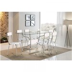 Ficha técnica e caractérísticas do produto Conjunto Mesa 388 com Vidro Incolor com 6 Cadeiras 026 Cromada Branca Carraro