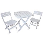 Ficha técnica e caractérísticas do produto Conjunto Mesa 2 Cadeiras Ripada Dobrável Branca Antares