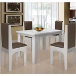 Ficha técnica e caractérísticas do produto Conjunto Mesa com 4 Cadeiras - Miami - Dobuê - Branco / Cafe