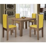 Ficha técnica e caractérísticas do produto Conjunto Mesa de Jantar 04 Cadeiras Miami - Canela/Amarelo