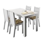 Ficha técnica e caractérísticas do produto Conjunto Mesa de Jantar com 4 Cadeira - Branco