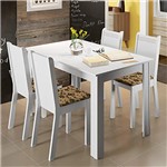Ficha técnica e caractérísticas do produto Conjunto Mesa de Jantar com 4 Cadeiras Branco-Floral Rosie Madesa