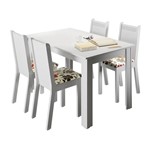Ficha técnica e caractérísticas do produto Conjunto Mesa de Jantar com 4 Cadeiras Branco-Hibiscos Rosie Madesa