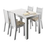Ficha técnica e caractérísticas do produto Conjunto Mesa de Jantar com 4 Cadeiras Branco-Lírio Rosie Madesa - Branco