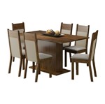 Ficha técnica e caractérísticas do produto Conjunto Mesa de Jantar com 6 Cadeiras Louisiana Marrom Madesa