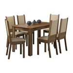 Ficha técnica e caractérísticas do produto Conjunto Mesa de Jantar com 6 Cadeiras Rustic-Pérola Tábata Madesa - Marrom Cacau