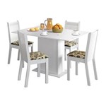 Ficha técnica e caractérísticas do produto Conjunto Mesa de Jantar e 4 Cadeiras Branco-Floral Lexy Madesa - Branco
