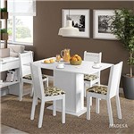 Ficha técnica e caractérísticas do produto Conjunto Mesa de Jantar e 4 Cadeiras Branco-Floral Lexy Madesa