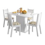 Ficha técnica e caractérísticas do produto Conjunto Mesa de Jantar e 4 Cadeiras - Branco