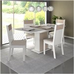 Ficha técnica e caractérísticas do produto Conjunto Mesa de Jantar Elegance Extensível Branco/Vanila + 4 Cadeiras Branco/Vanila Suede - Madesa