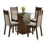 Ficha técnica e caractérísticas do produto Conjunto Mesa de Vidro com 4 Cadeiras Miami Marrom Madesa