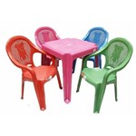 Ficha técnica e caractérísticas do produto Conjunto Mesa e 4 Cadeira Infantil Plástico Colorida
