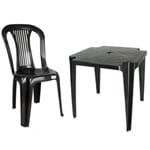 Ficha técnica e caractérísticas do produto Conjunto Mesa e 4 Cadeiras Bistro Plastico Preto 05 Conjuntos