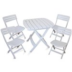 Ficha técnica e caractérísticas do produto Conjunto Mesa e 4 Cadeiras Dobrável Ripada Plástico Antares - Branco