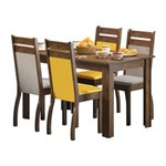 Ficha técnica e caractérísticas do produto Conjunto Mesa e 4 Cadeiras Nelly Rustic e Amarelo