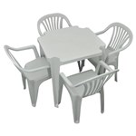 Ficha técnica e caractérísticas do produto Conjunto Mesa e 4 Cadeiras Poltrona Plastico Branco 3 Conjuntos
