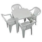 Ficha técnica e caractérísticas do produto Conjunto Mesa e 4 Cadeiras Poltrona Plastico Branco