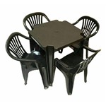 Ficha técnica e caractérísticas do produto Conjunto Mesa e 4 Cadeiras Poltrona Plastico Preto