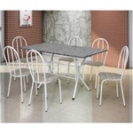 Ficha técnica e caractérísticas do produto Conjunto Mesa e 6 Cadeiras Bruna 004 Branco e Estampa Rattan