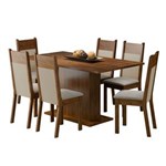 Ficha técnica e caractérísticas do produto Conjunto Mesa e 6 Cadeiras Louisiana Rustic e Crema Suede Pérola
