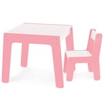 Ficha técnica e caractérísticas do produto Conjunto Mesa e Cadeira Infantil Madeira - Rosa - Junges