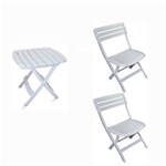 Ficha técnica e caractérísticas do produto Conjunto Mesa e 2 Cadeiras Dobrável Ripada Plástico Antares - Branco