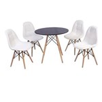 Ficha técnica e caractérísticas do produto Conjunto Mesa Eiffel 120cm + 4 Cadeiras Dkr Charles Eames Wood Estofada Botonê - Branco