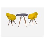 Ficha técnica e caractérísticas do produto Conjunto Mesa Eiffel 120cm + 2 Cadeiras Charles Eames Wood Daw com Braços Design - PRETO