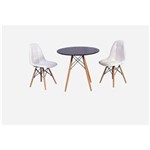 Ficha técnica e caractérísticas do produto Conjunto Mesa Eiffel 120cm + 2 Cadeiras Dkr Charles Eames Wood Estofada Botonê - BRANCO