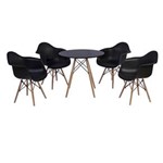 Ficha técnica e caractérísticas do produto Conjunto Mesa Eiffel 120cm + 4 Cadeiras Charles Eames Wood Daw com Braços Design - Preto