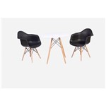 Ficha técnica e caractérísticas do produto Conjunto Mesa Eiffel 80cm + 2 Cadeiras Charles Eames Wood - Daw - com Braços - Design - PRETO